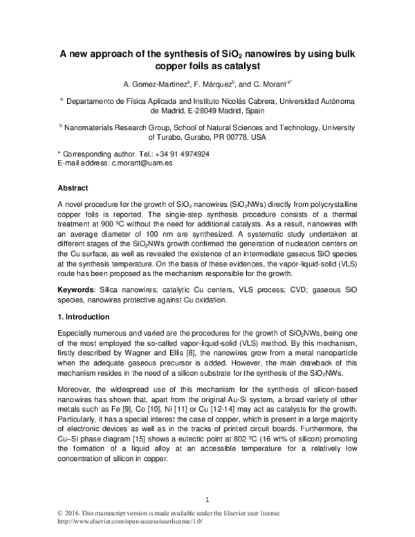(PDF) A new approach of the synthesis of SiO 2 nanowires by using bulk ...