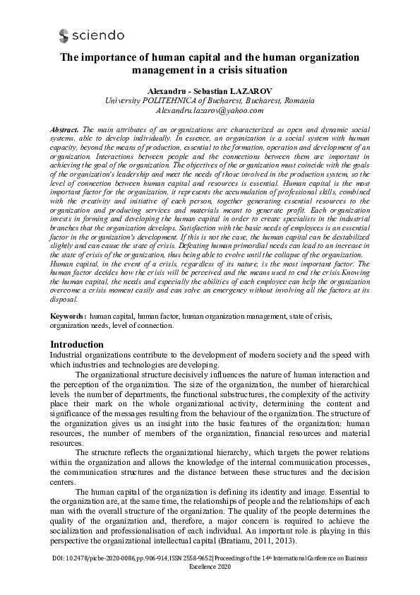 (PDF) The importance of human capital and the human organization ...