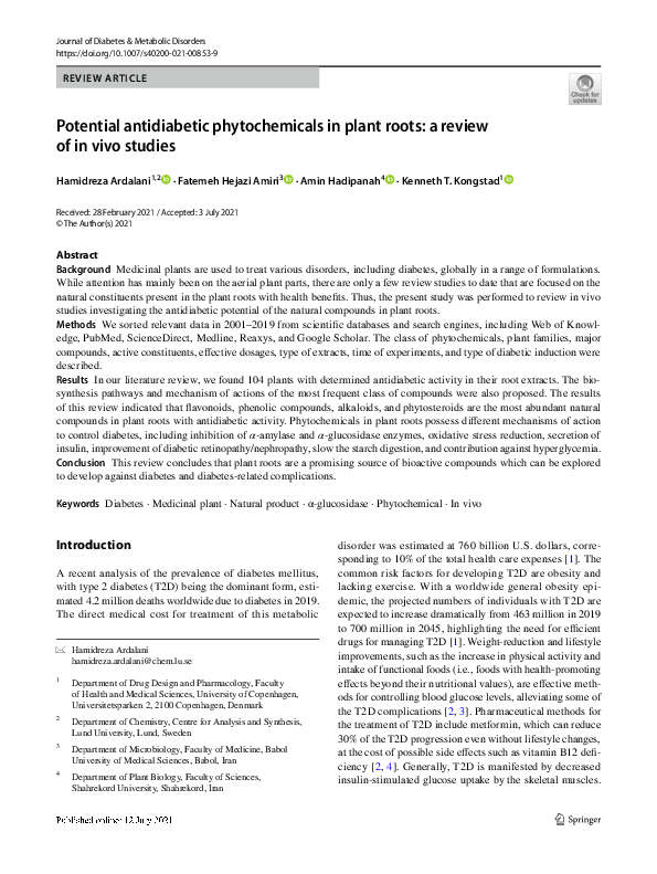 (PDF) Potential antidiabetic phytochemicals in plant roots: a review of ...
