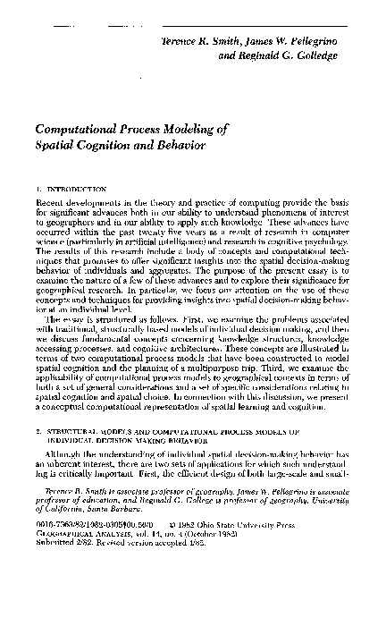 (PDF) Computational Process Modeling of Spatial Cognition and Behavior