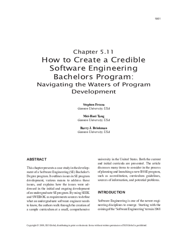 (PDF) How to Create a Credible Software Engineering Bachelors Program ...