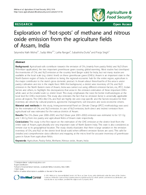 (PDF) Exploration of 'hot-spots' of methane and nitrous oxide emission ...