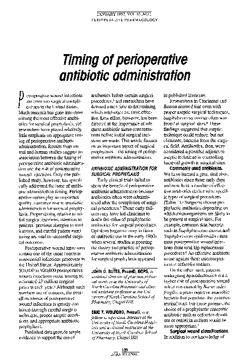 (PDF) Timing of perioperative antibiotic administration | Eric Wolford ...