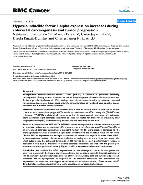 (PDF) Hypoxia-inducible factor 1 alpha expression increases during ...
