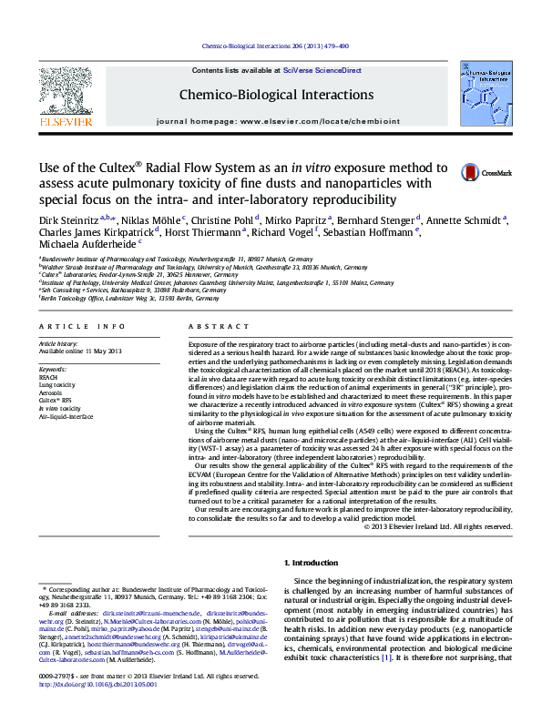 (PDF) Use of the Cultex® Radial Flow System as an in vitro exposure ...