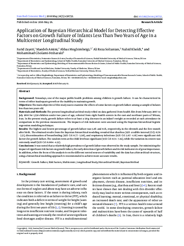 (PDF) Application of Bayesian Hierarchical Model for Detecting ...