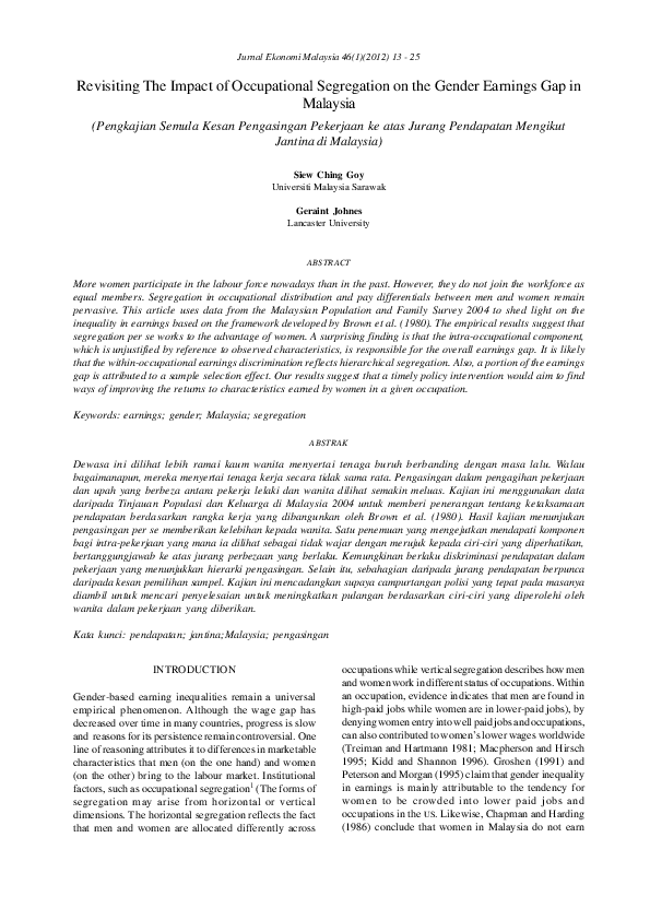 (PDF) Revisiting The Impact of Occupational Segregation on the Gender ...