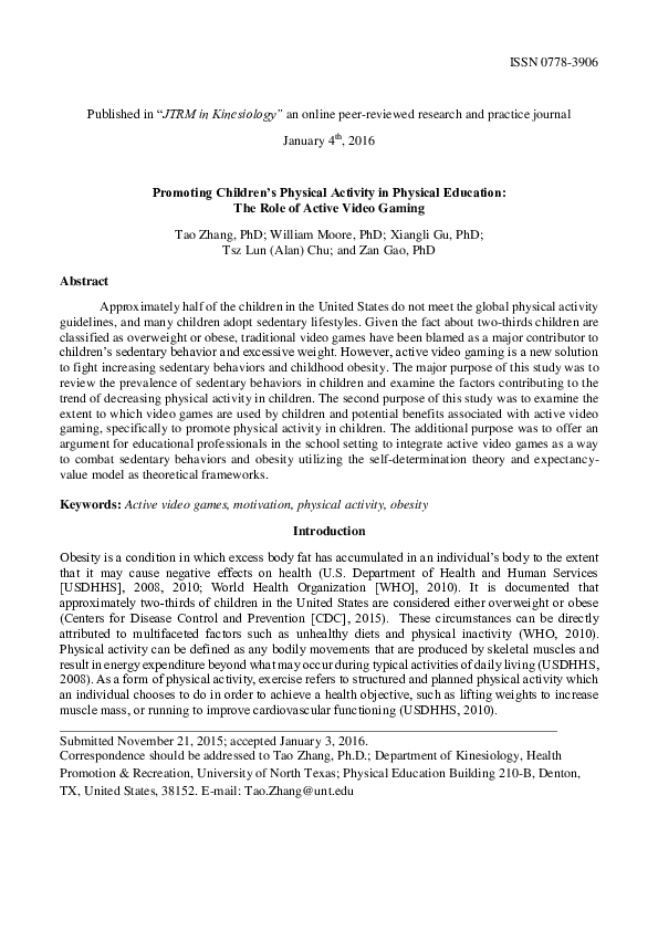 (PDF) Promoting Children's Physical Activity in Physical Education: The ...