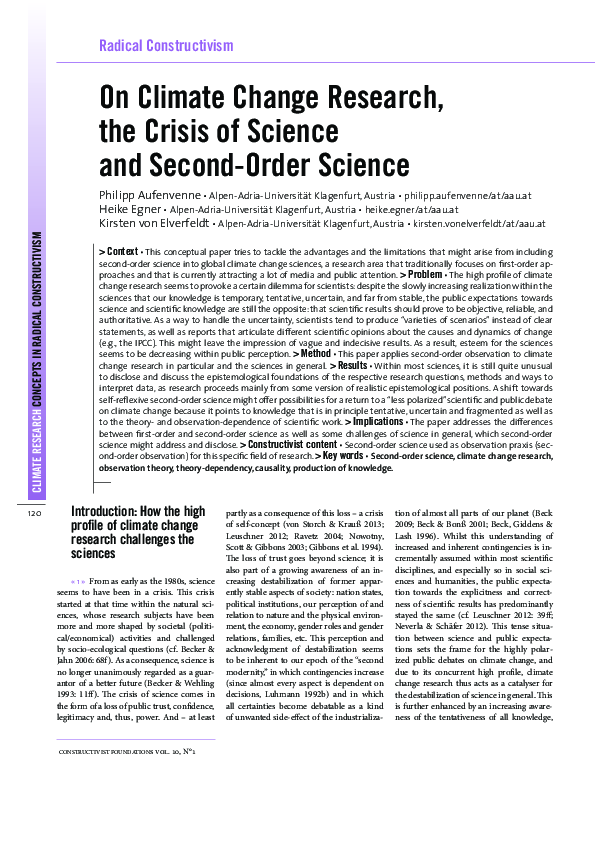 (PDF) On climate change research, the crisis of science, and second ...