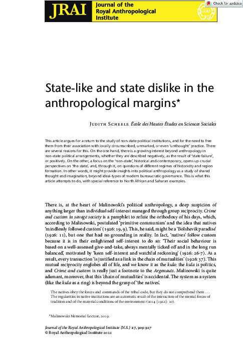 (PDF) State-like and state dislike in the anthropological margins