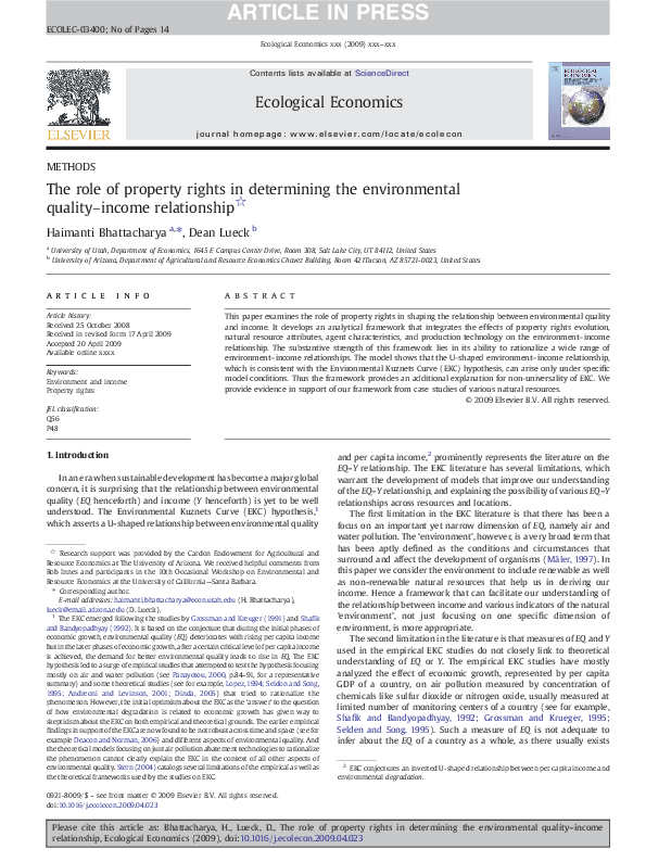 (PDF) The role of property rights in determining the environmental ...