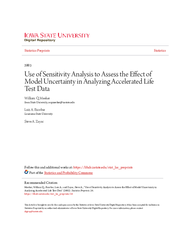 (PDF) Use of Sensitivity Analysis to Assess the Effect of Model ...