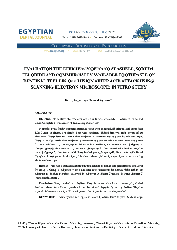 (PDF) Evaluation The Efficiency of Nano Seashell, Sodium Fluoride And A ...