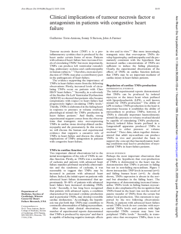 (PDF) Clinical implications of tumour necrosis factor alpha antagonism ...