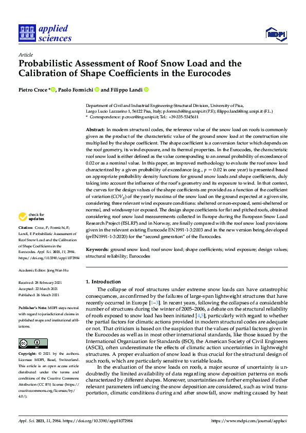 (PDF) Probabilistic Assessment of Roof Snow Load and the Calibration of ...