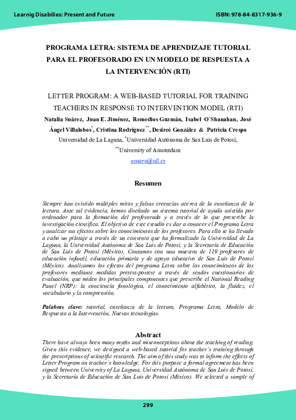 (PDF) Programa Letra: Sistema De Aprendizaje Tutorial Para El ...