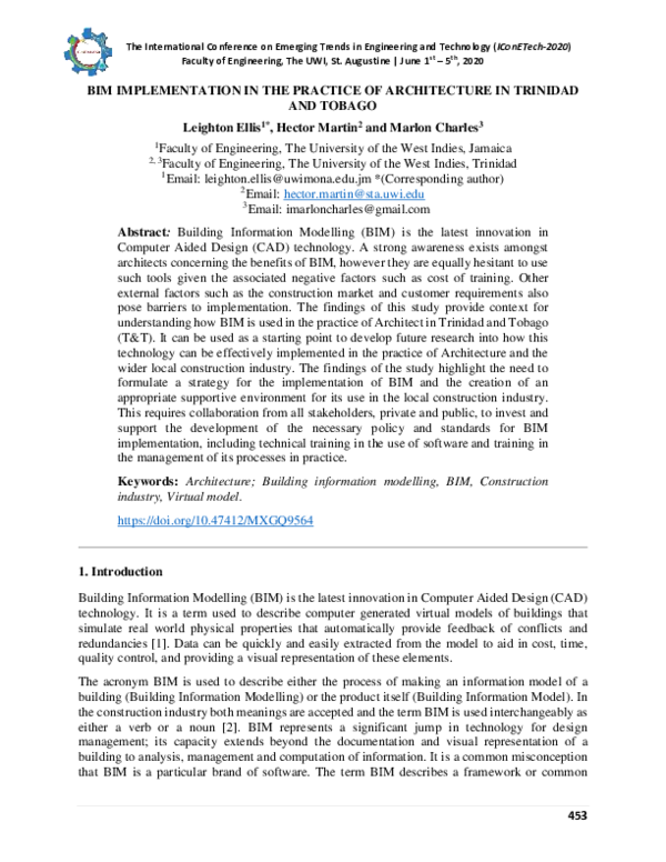 (PDF) Bim Implementation in the Practice of Architecture in Trinidad ...