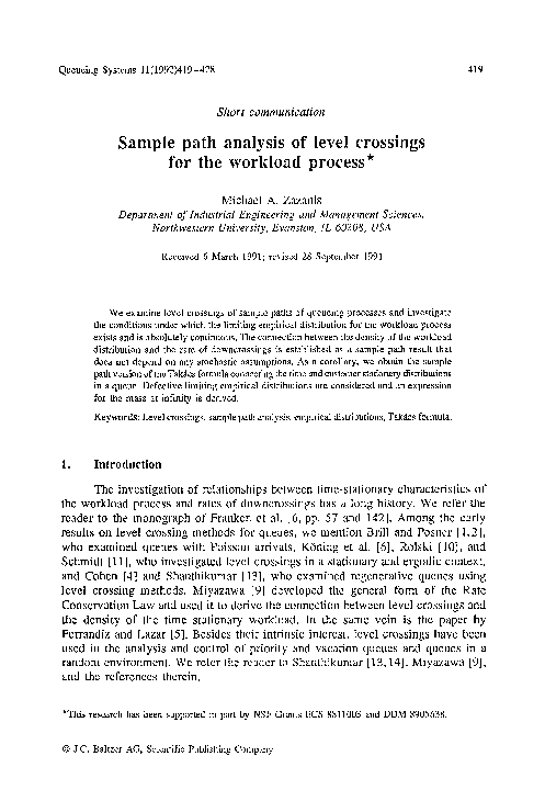(PDF) Sample path analysis of level crossings for the workload process