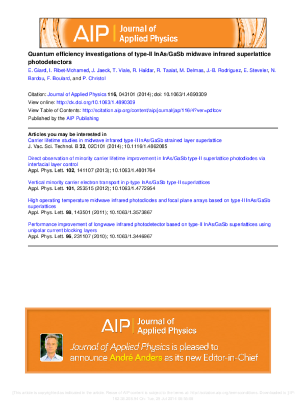 (PDF) Quantum efficiency investigations of type-II InAs/GaSb midwave ...