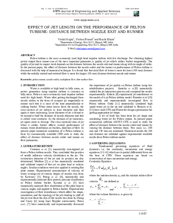 (PDF) Effect of Jet Length on the Performance of Pelton Turbine ...