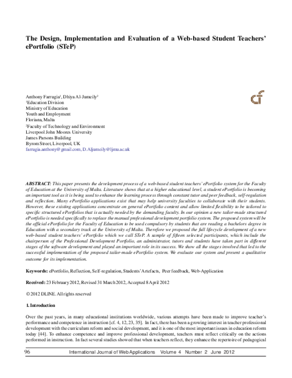 (PDF) The design, implementation and evaluation of a web-based student ...