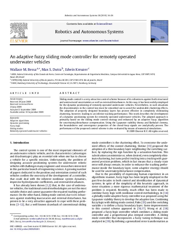 (PDF) An adaptive fuzzy sliding mode controller for remotely operated ...