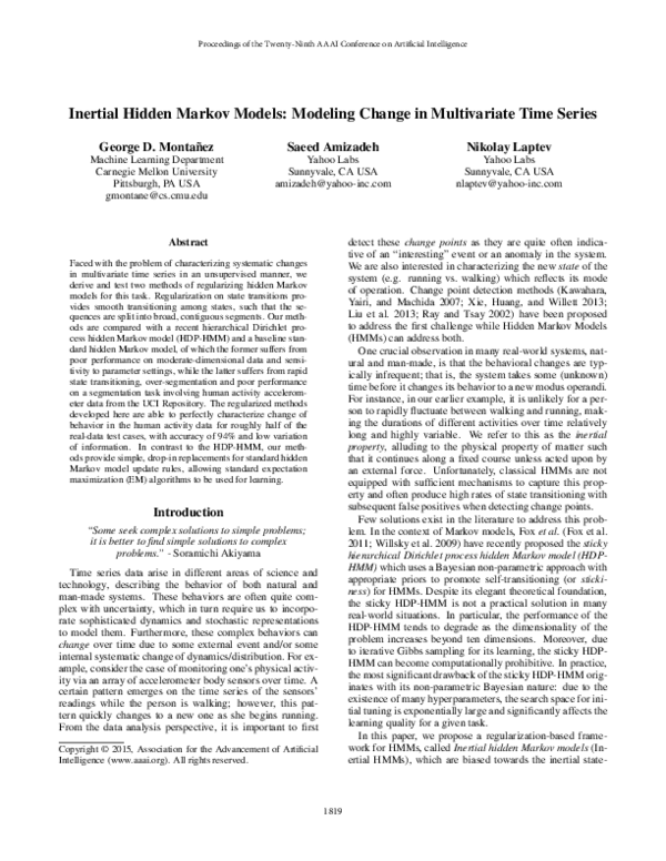 (PDF) Inertial Hidden Markov Models: Modeling Change in Multivariate ...