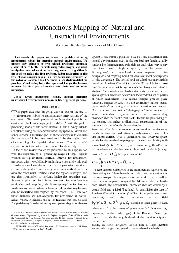 (PDF) Autonomous Mapping of Natural and Unstructured Environments