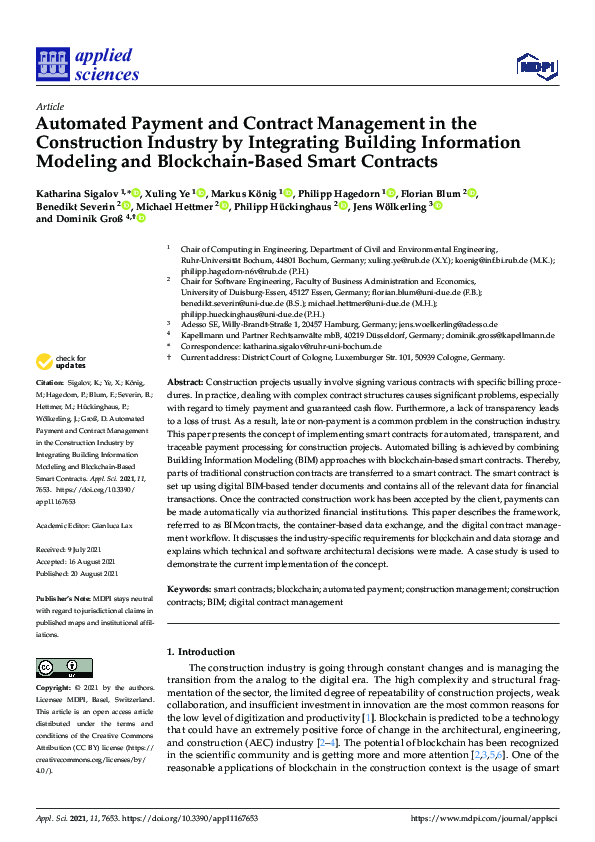 (PDF) Automated Payment and Contract Management in the Construction ...