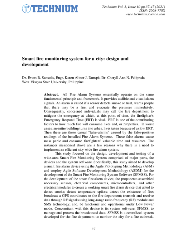 (PDF) Smart fire monitoring system for a city: design and development