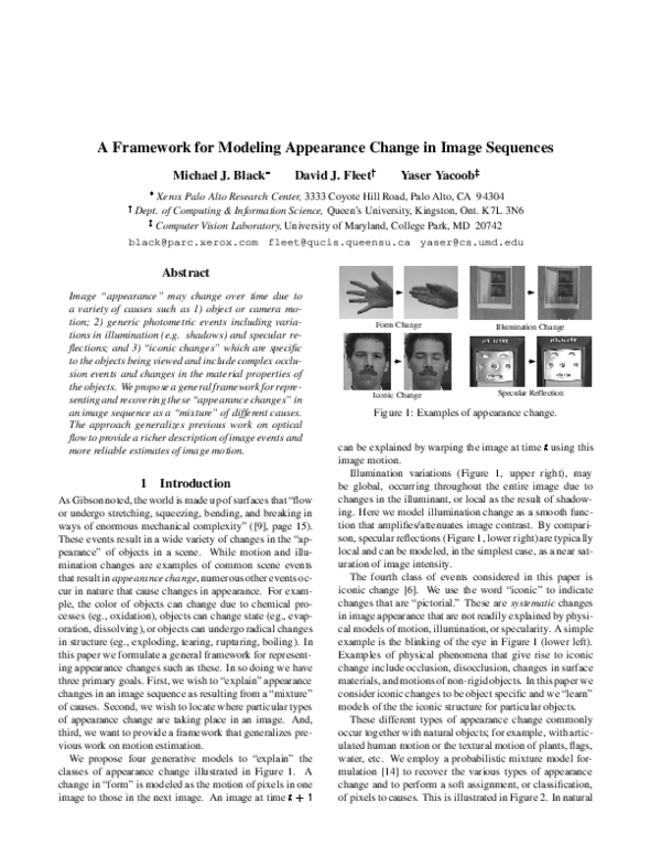 (PDF) A framework for modeling appearance change in image sequences
