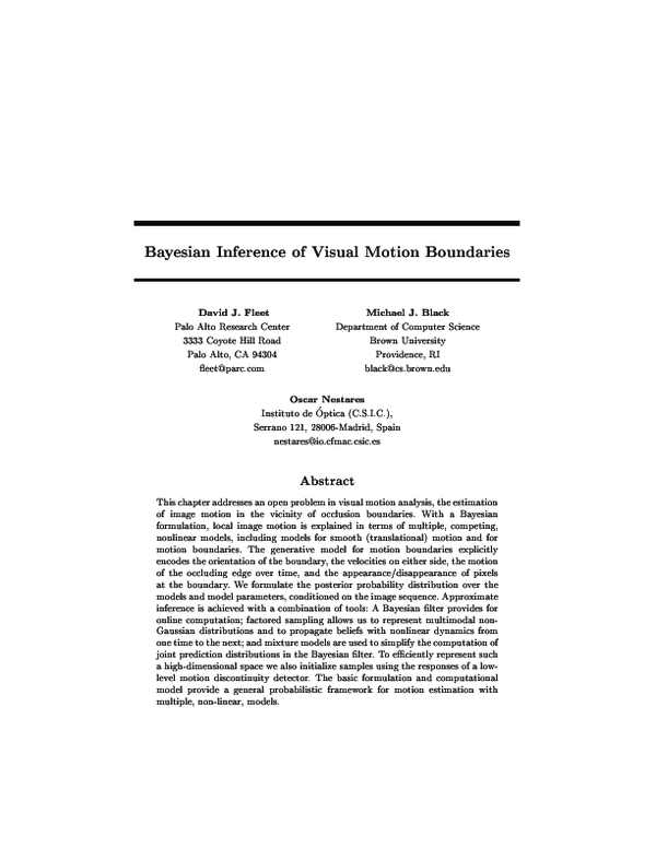 (PDF) Bayesian inference of visual motion boundaries