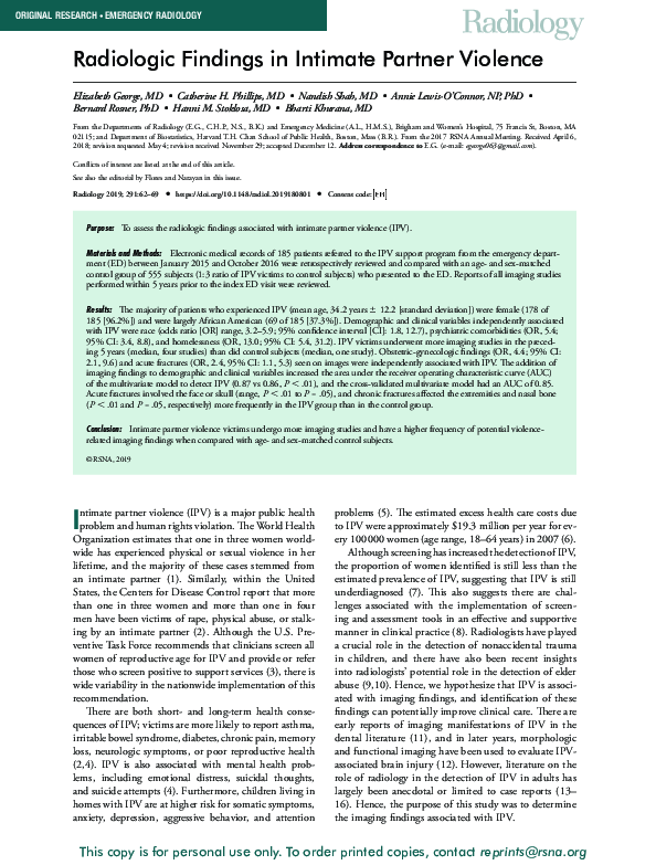 (PDF) Radiologic Findings in Intimate Partner Violence
