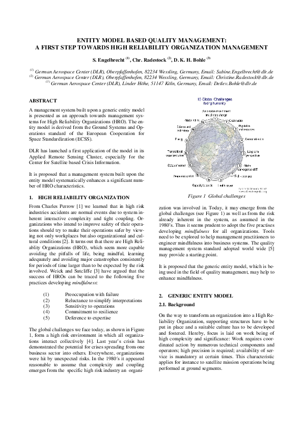 (PDF) Entity Model Based Quality Management: A First Step Towards High ...