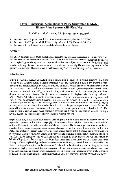(PDF) 3-d Simulations of Phase Separation in Binary Alloy Systems with ...