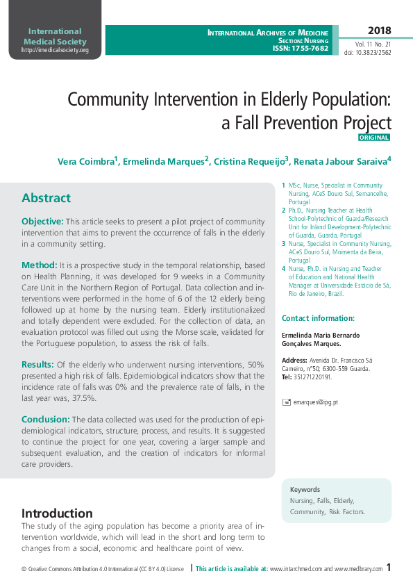 (PDF) Community Intervention In Elderly Population: A Fall Prevention ...