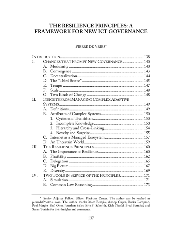 (PDF) The Resilience Principles: A Framework for New ICT Governance