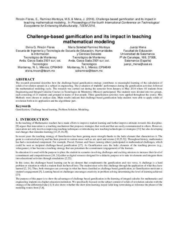 (PDF) Challenge-based gamification and its impact in teaching ...