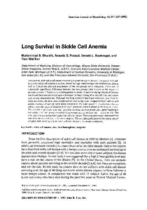 (PDF) Long survival in sickle cell anemia