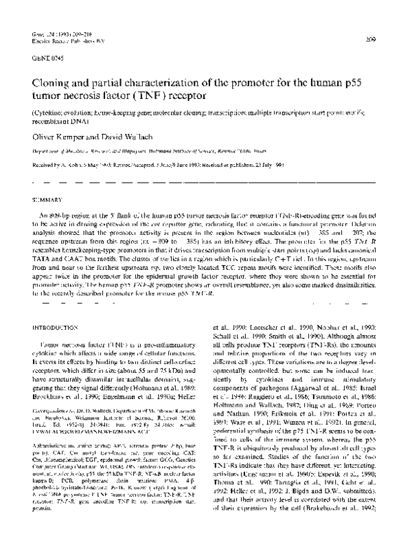 (PDF) Cloning and partial characterization of the promoter for the ...