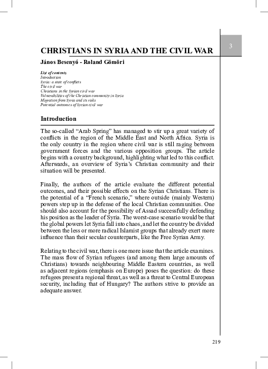(PDF) Christians in Syria and the Civil War