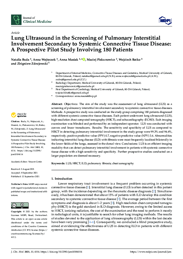 (PDF) Lung Ultrasound in the Screening of Pulmonary Interstitial ...