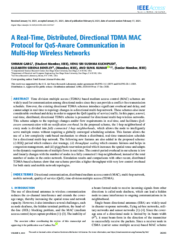(PDF) A Real-Time, Distributed, Directional TDMA MAC Protocol for QoS ...