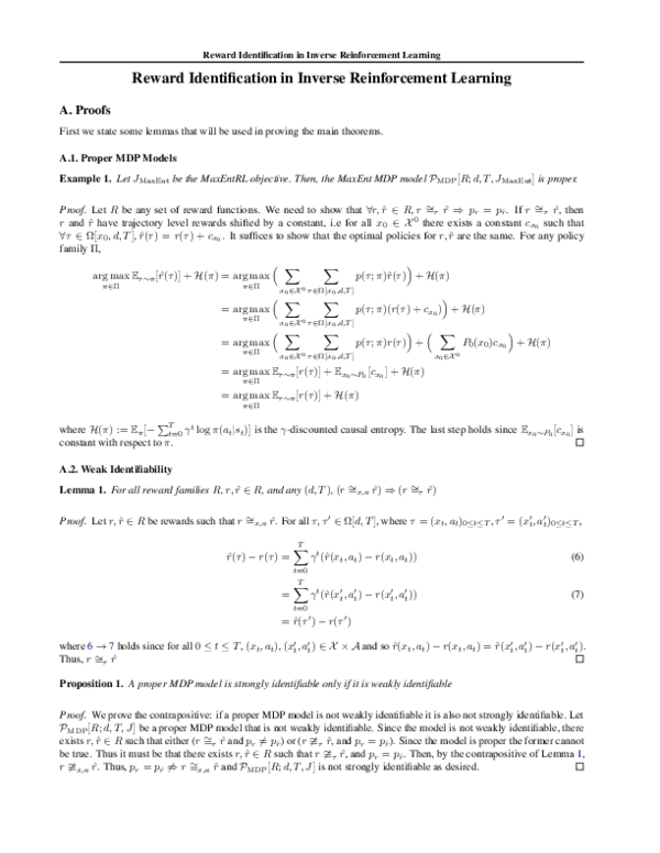 (PDF) Reward Identification in Inverse Reinforcement Learning