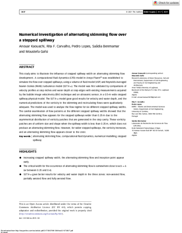 (PDF) Numerical investigation of alternating skimming flow over a ...