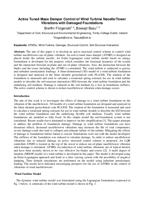 (PDF) Active Tuned Mass Damper Control of Wind Turbine Nacelle/Tower ...