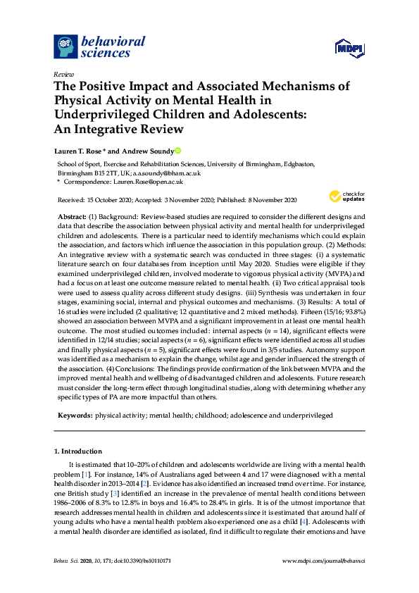 (PDF) The Positive Impact and Associated Mechanisms of Physical ...