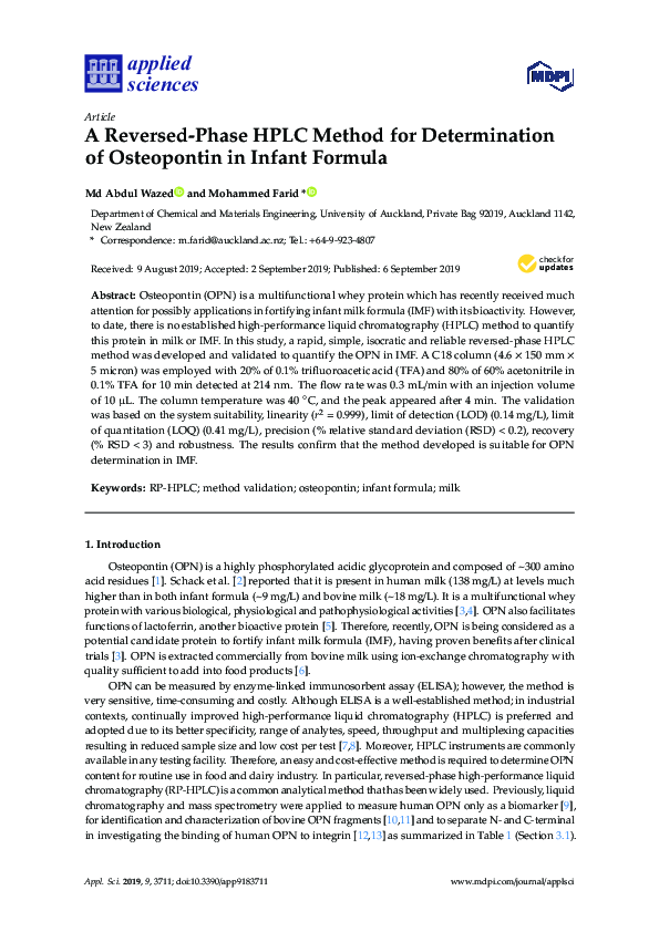(PDF) A Reversed-Phase HPLC Method for Determination of Osteopontin in ...