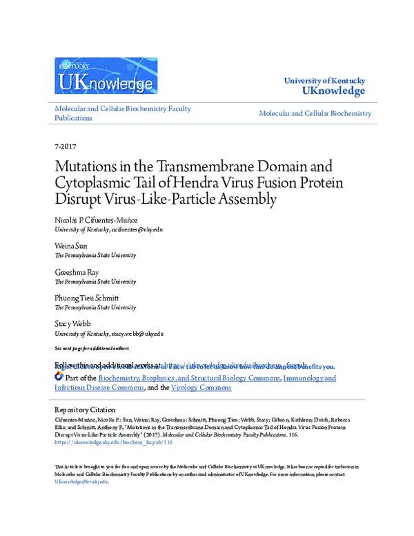 (PDF) Mutations in the Transmembrane Domain and Cytoplasmic Tail of ...