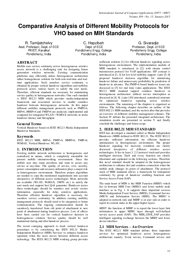 (PDF) Comparative Analysis of Different Mobility Protocols for VHO ...